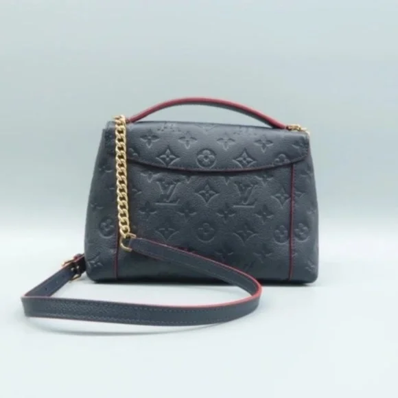 100% Authentic Louis Vuitton Blanche Navy Monogram Empreinte Leather Satchel Bag - Picture 2 of 12